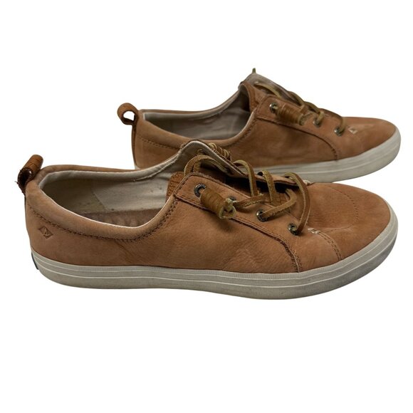 Sperry Crest Vibe Sneaker Womens SIze 8 Brown Casual Leather Shoes Embossed - Picture 3 of 8